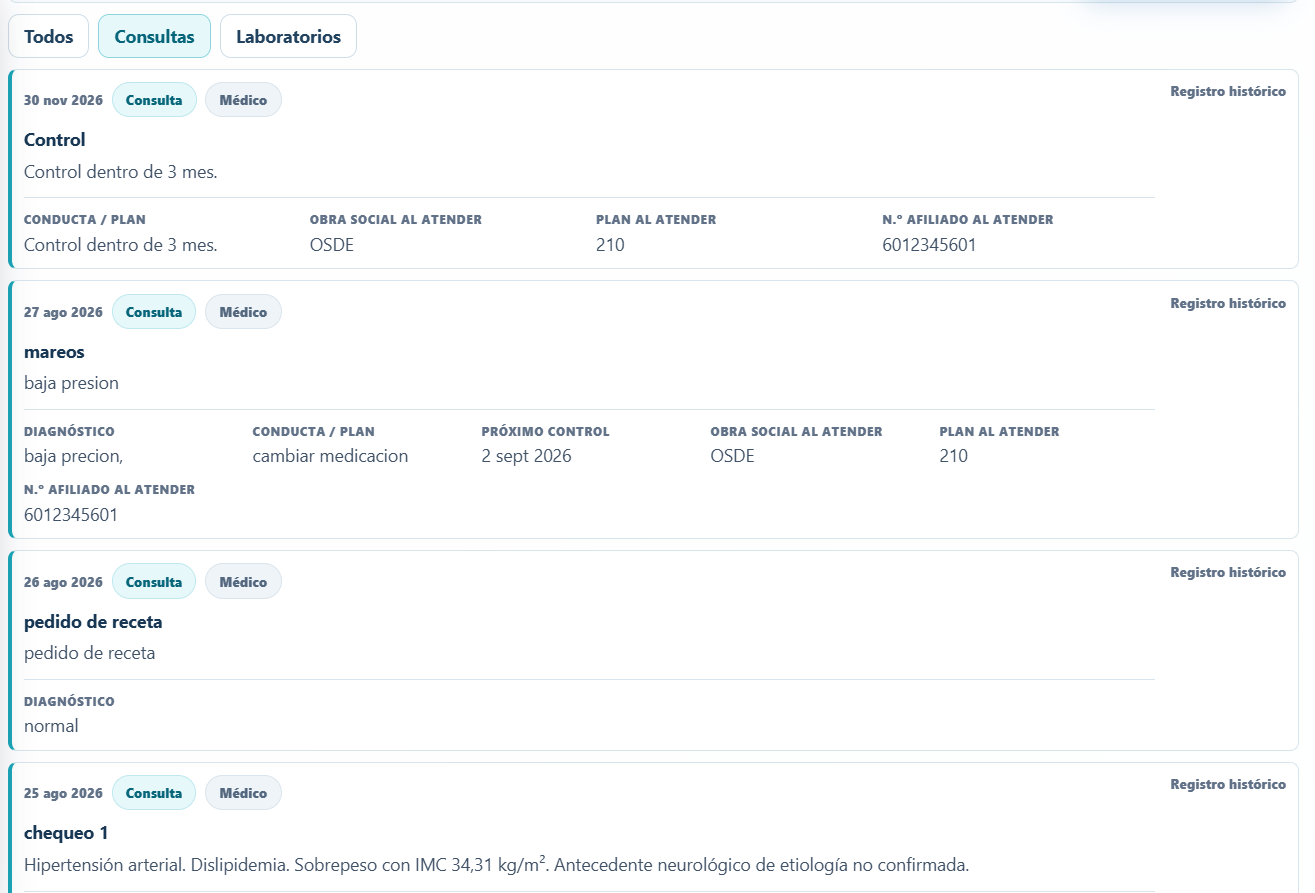 Historial de consultas